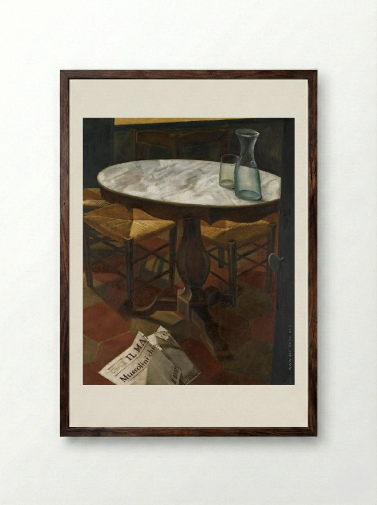 Still Life with a Table - Alexandre Jacovleff - Framed Print Dark Wood