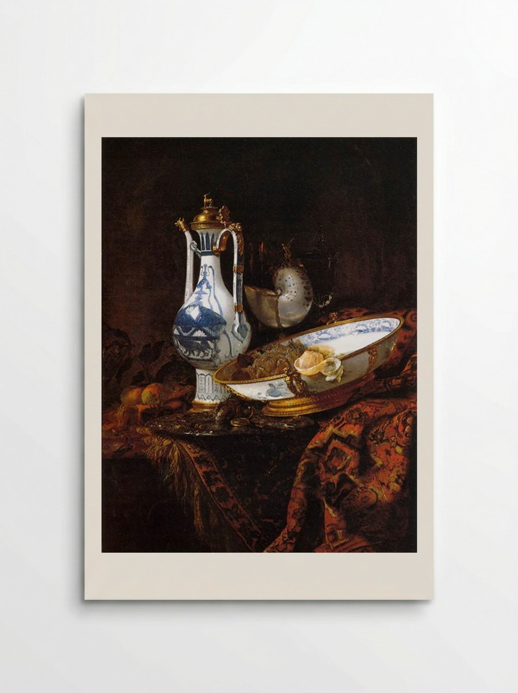 Still-Life with an Aquamanile, Fruit, and a Nautilus Cup - Willem Kalf - Poster