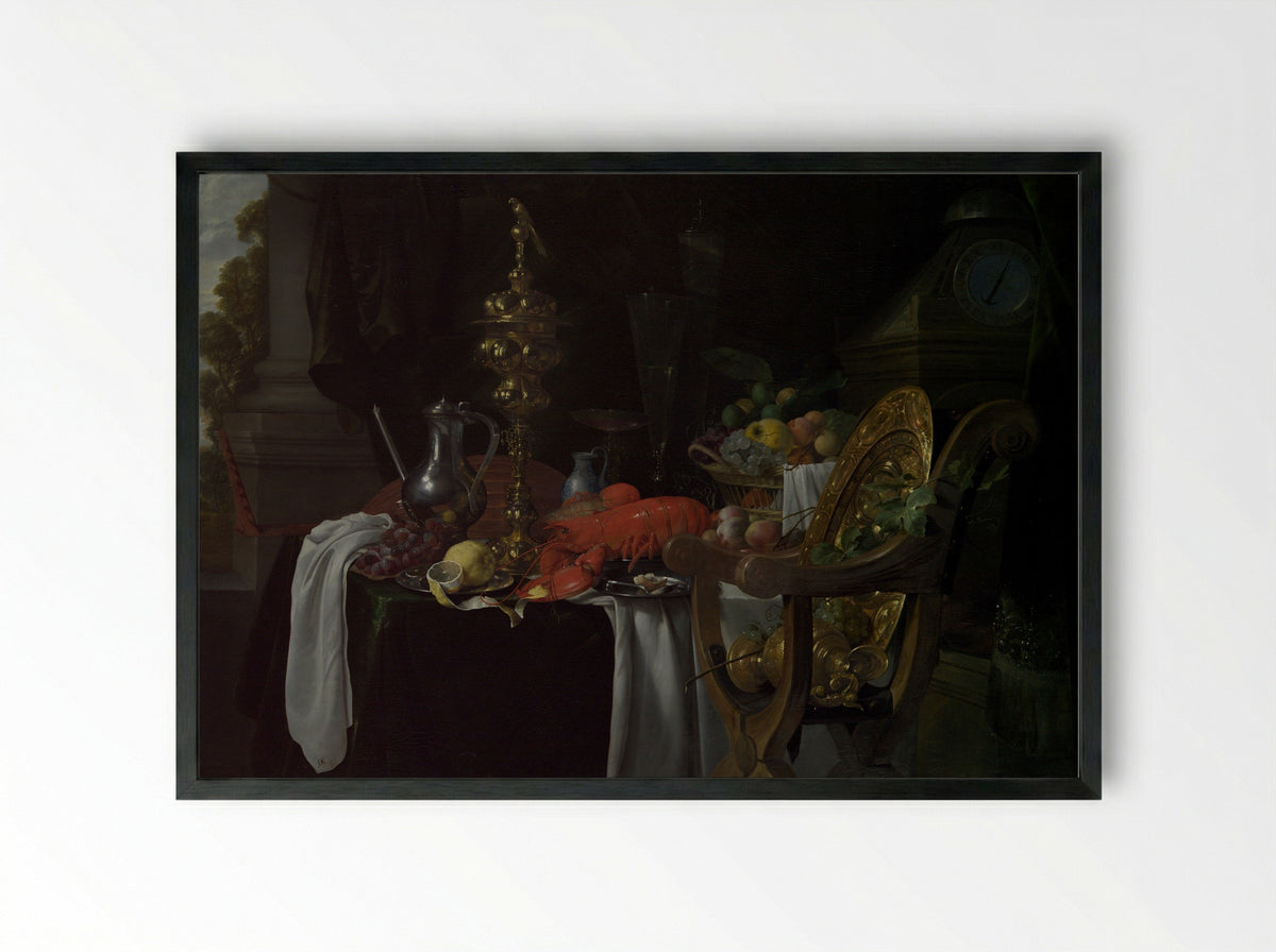 Still Life: A Banqueting Scene - Jan Davidsz de Heem - Framed Print Black