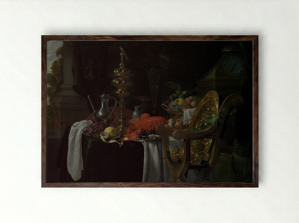 Still Life: A Banqueting Scene - Jan Davidsz de Heem - Framed Print Dark Wood