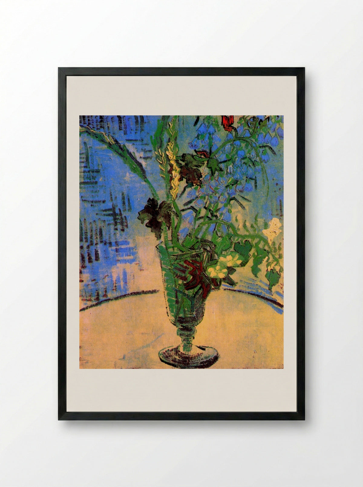 Still Life: Glass with Wild Flowers - Vincent van Gogh - Framed Print Black