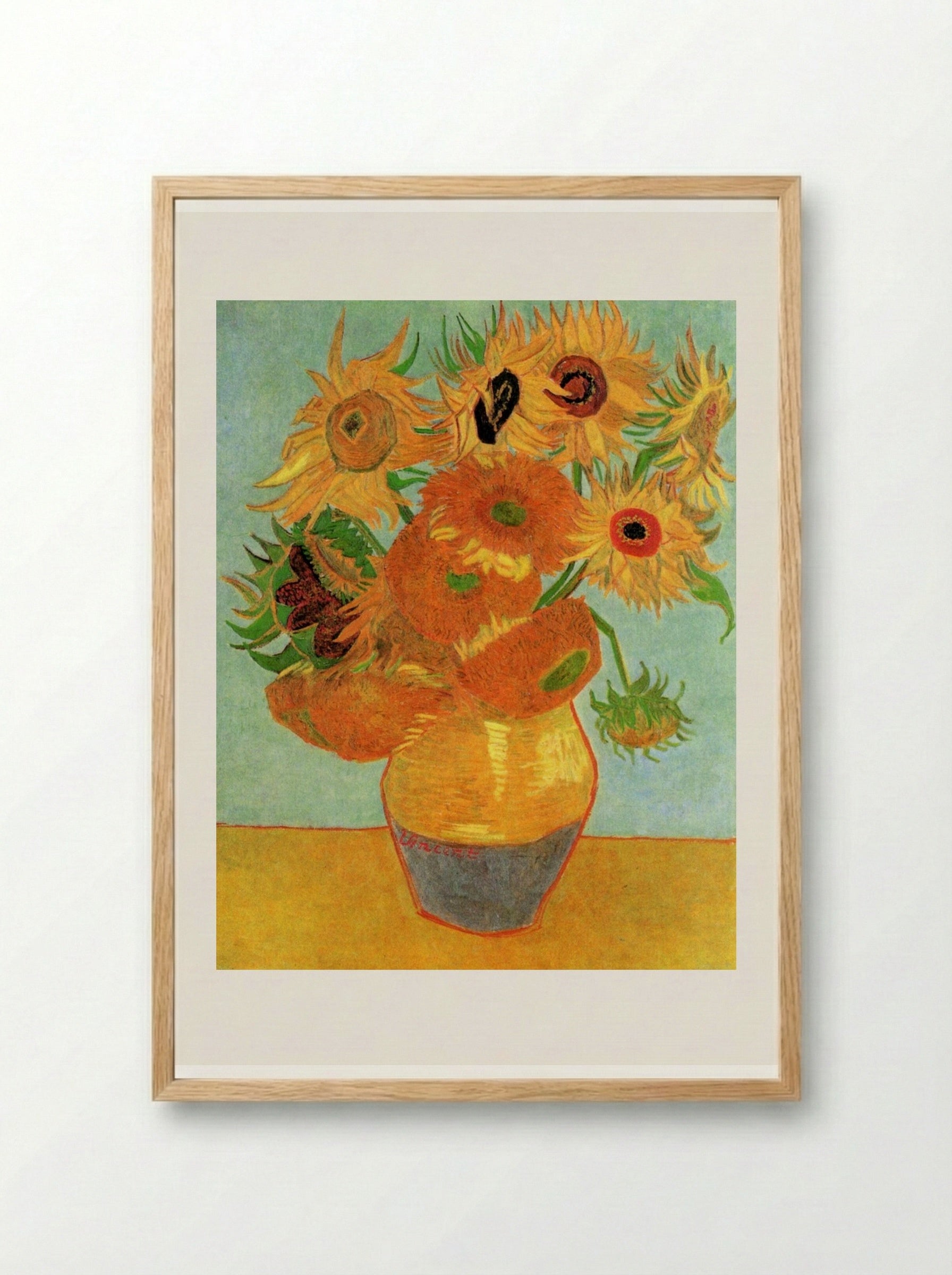 Still Life: Vase with Twelve Sunflowers - Vincent van Gogh - Framed Print Wood