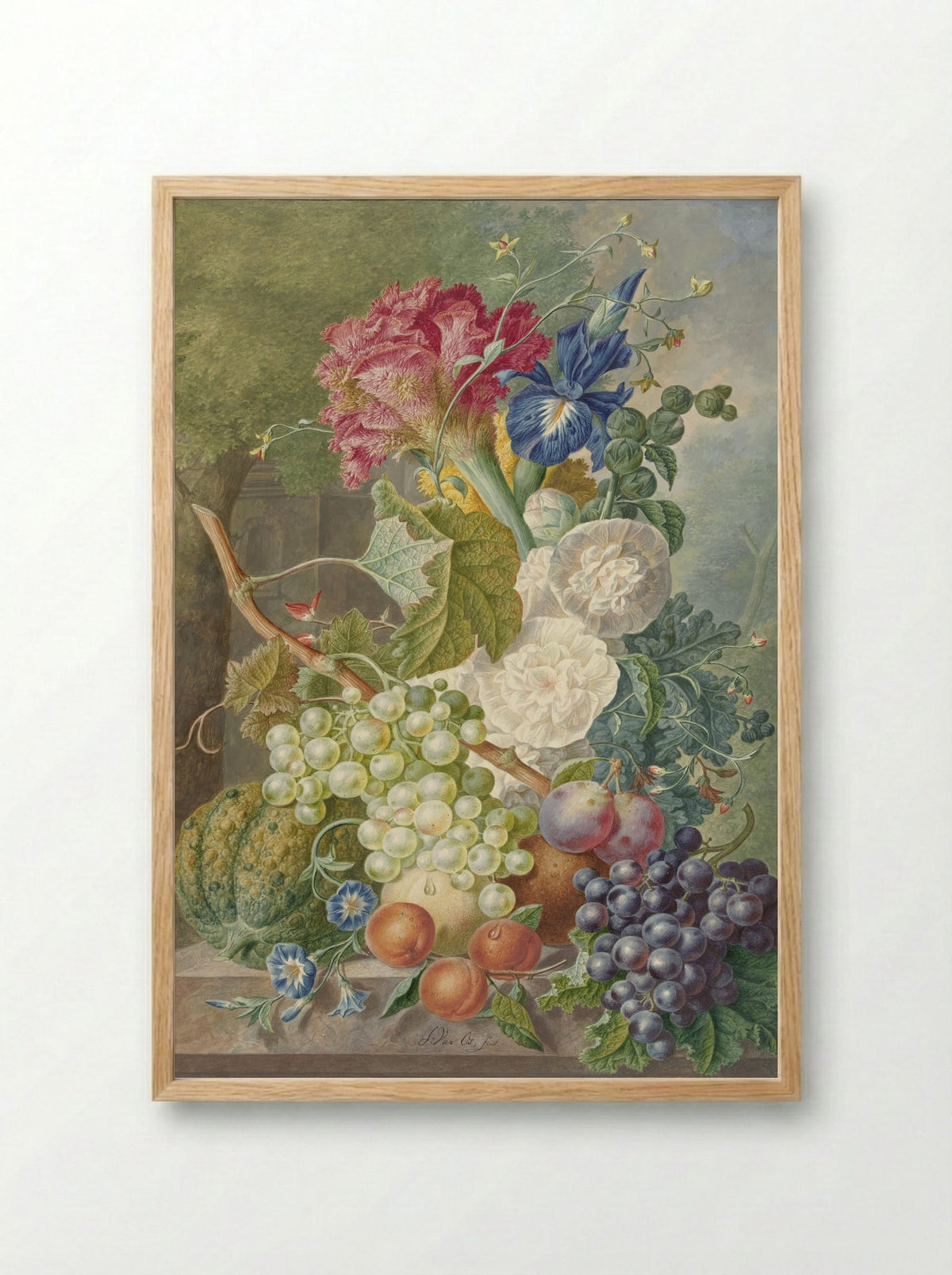Stilleven met bloemen en vruchten - Jan van Os - Framed Print Wood