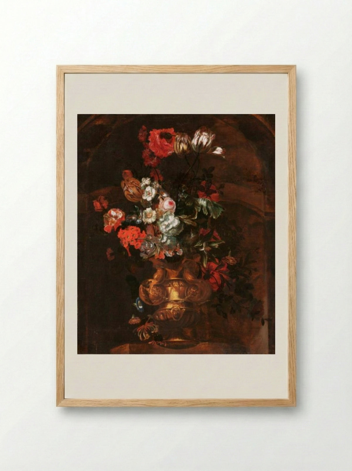 Stilleven met bloemen - Jacob Campo Weyerman - Framed Print Wood