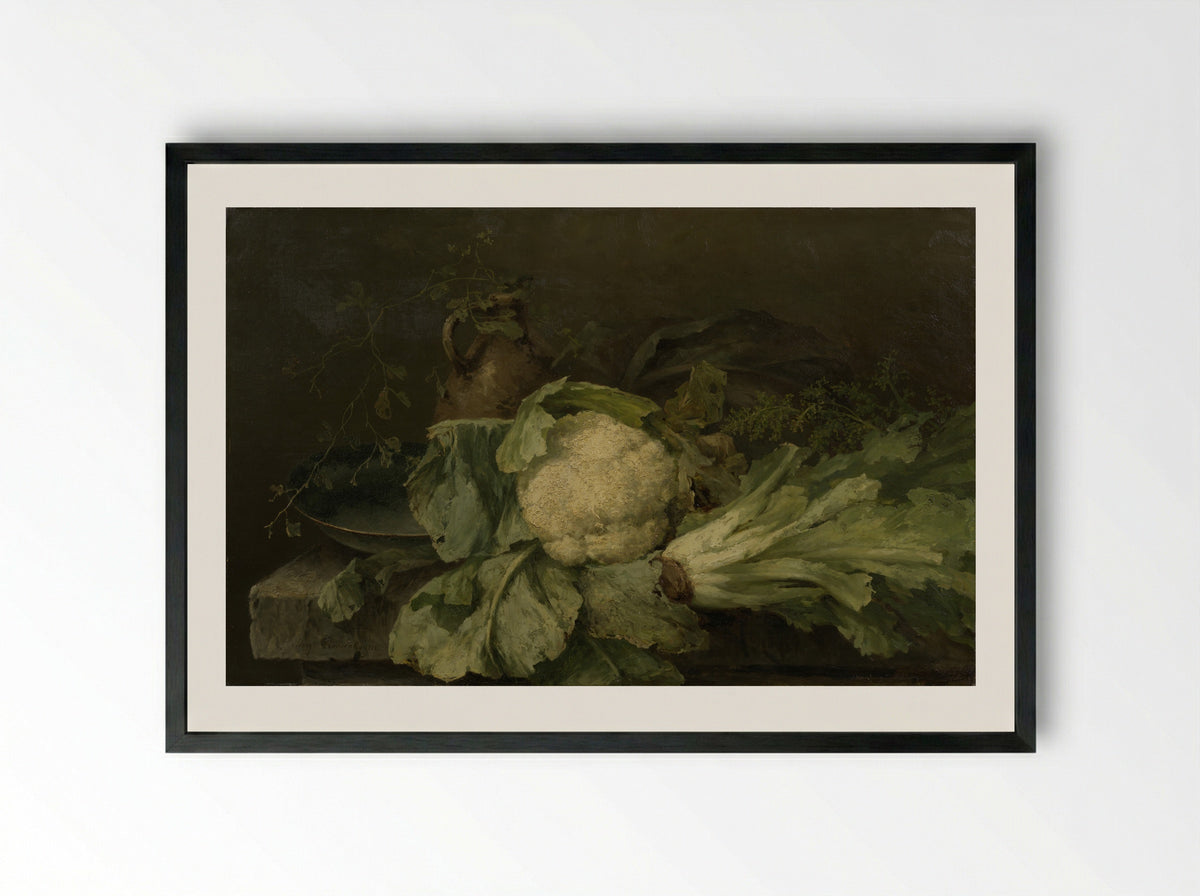 Stilleven met bloemkool - Margaretha Roosenboom - Framed Print Black