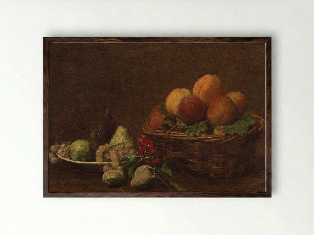 Stilleven met fruit - Henri Fantin-Latour - Framed Print Dark Wood