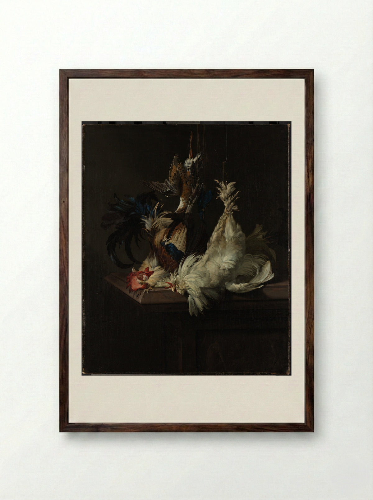 Stilleven met gevogelte - Willem van Aelst - Framed Print Dark Wood