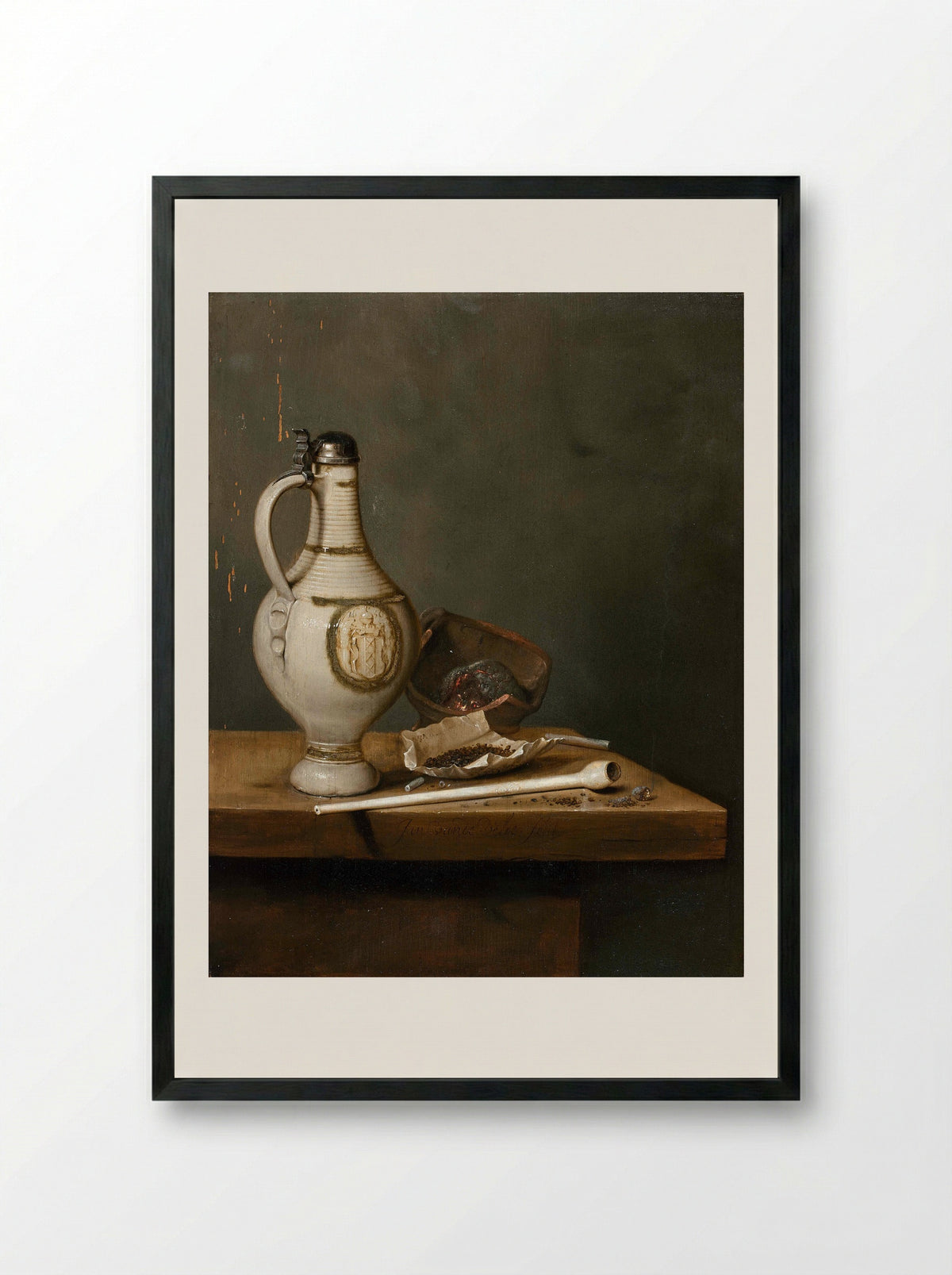 Stilleven met roemer, bierglas en pijp - Jan Jansz van de Velde (III) - Framed Print Black
