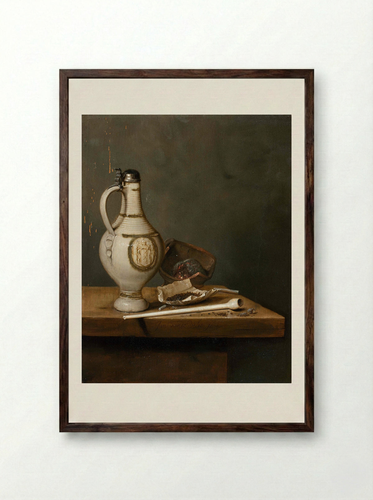 Stilleven met roemer, bierglas en pijp - Jan Jansz van de Velde (III) - Framed Print Dark Wood