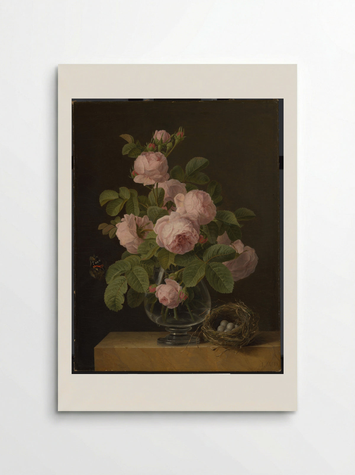 Stilleven met rozen en een vogelnestje - Jan Frans van Dael - Poster