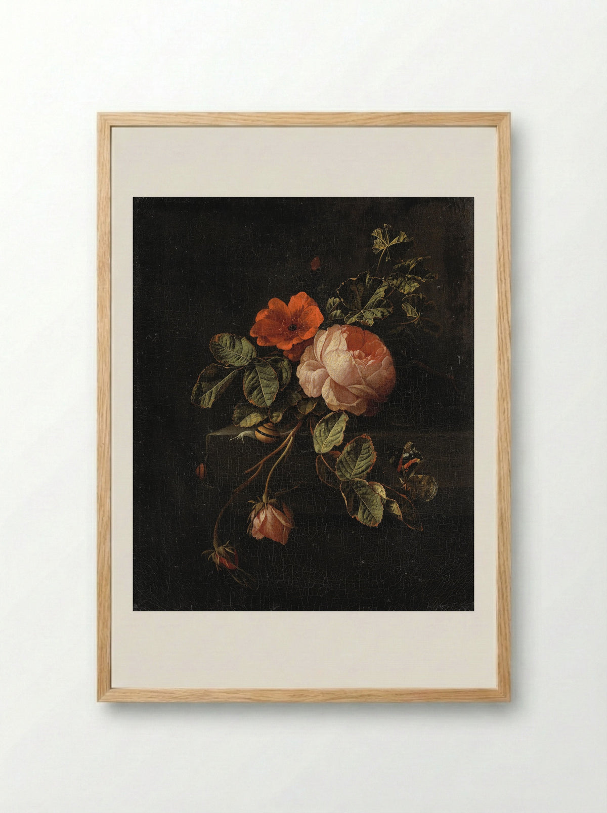 Stilleven met rozen - Elias van den Broeck - Framed Print Wood