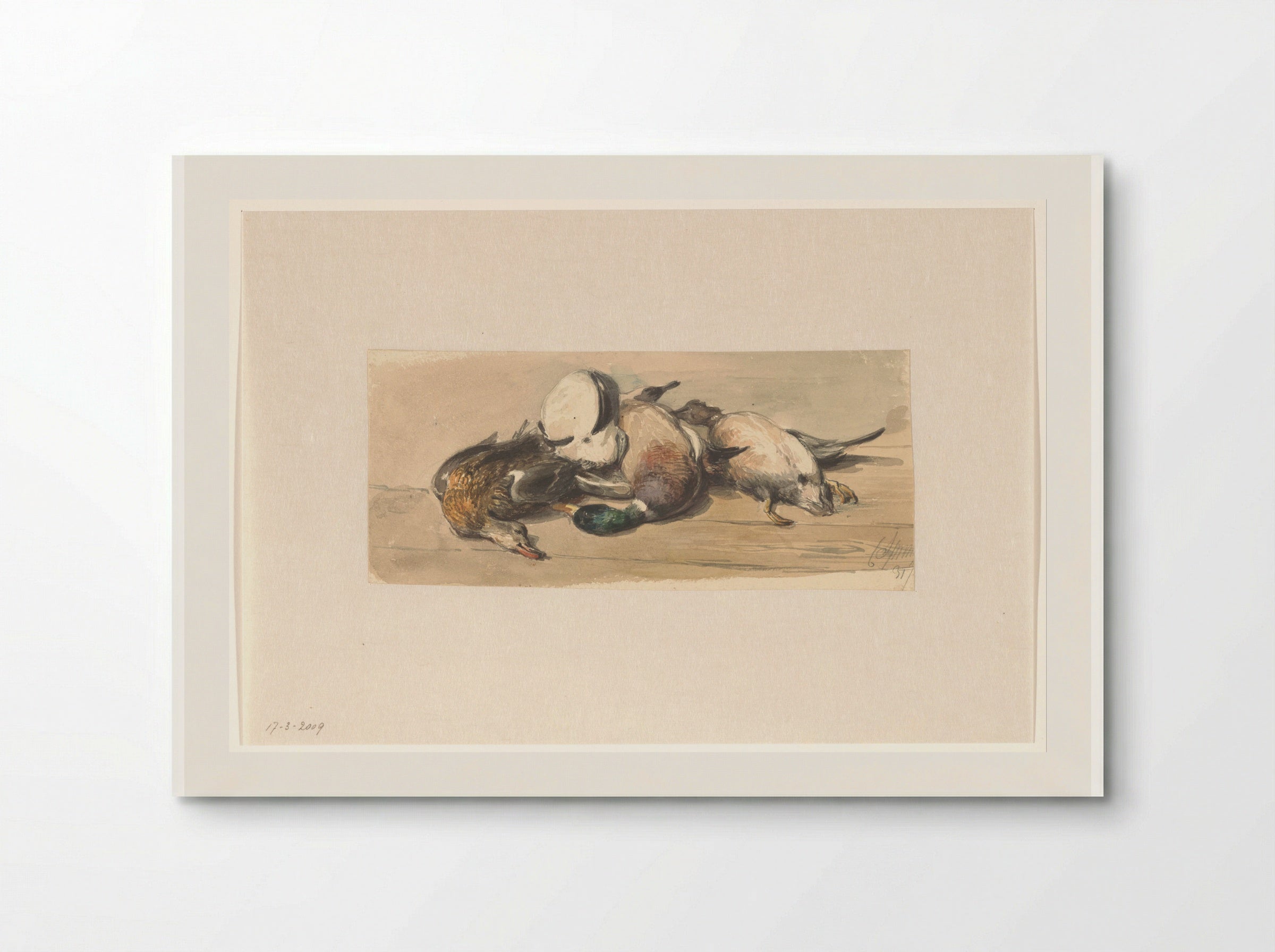 Stilleven met vier eenden - Cornelis Springer - Poster