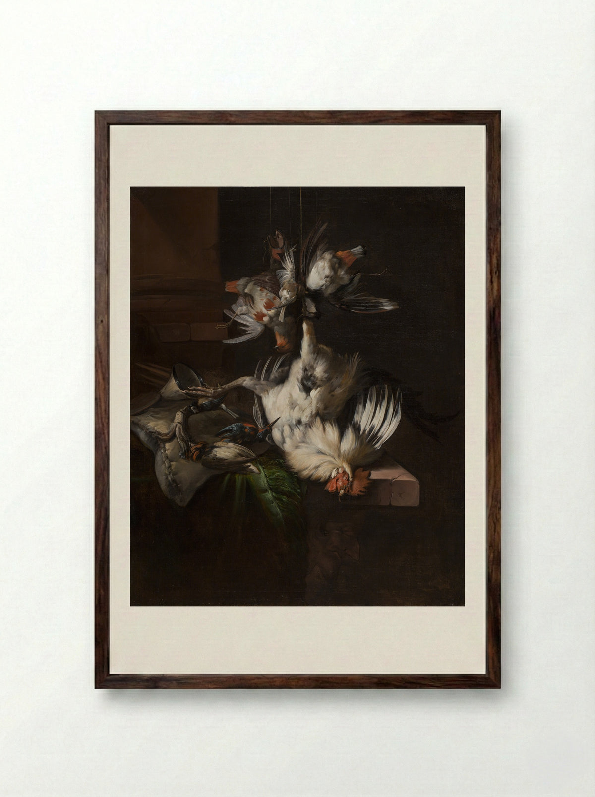 Stilleven met vogels - William Gowe Ferguson - Framed Print Dark Wood