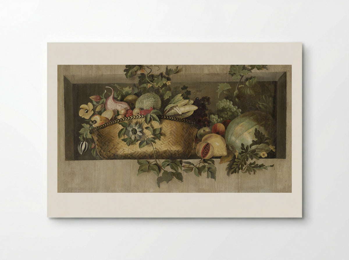 Stilleven met vruchten en bloemguirlandes - Jacob van Campen - Poster