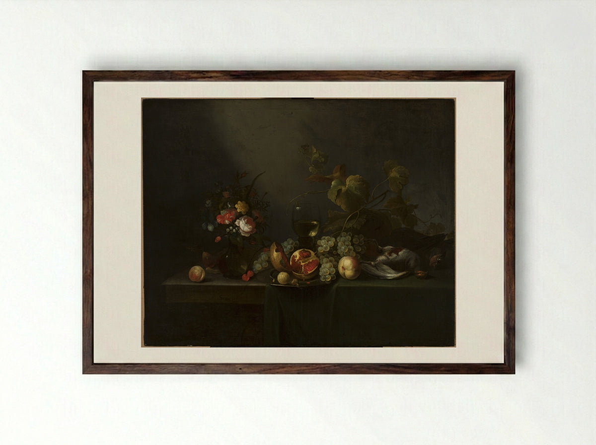 Stilleven met vruchten - Michiel Simons - Framed Print Dark Wood