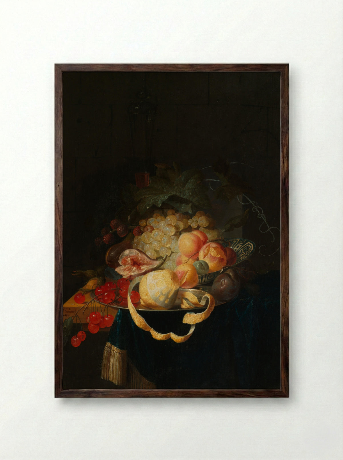 Stilleven met vruchten - Johannes Hannot - Framed Print Dark Wood