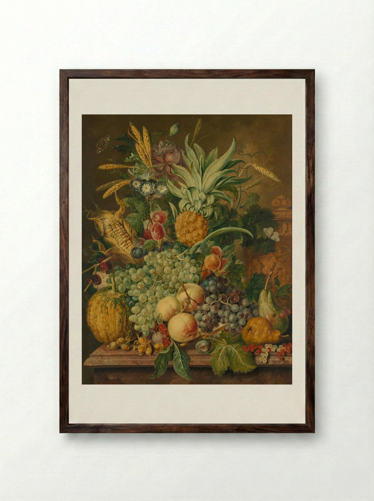 Stilleven met vruchten - Jacobus Linthorst - Framed Print Dark Wood