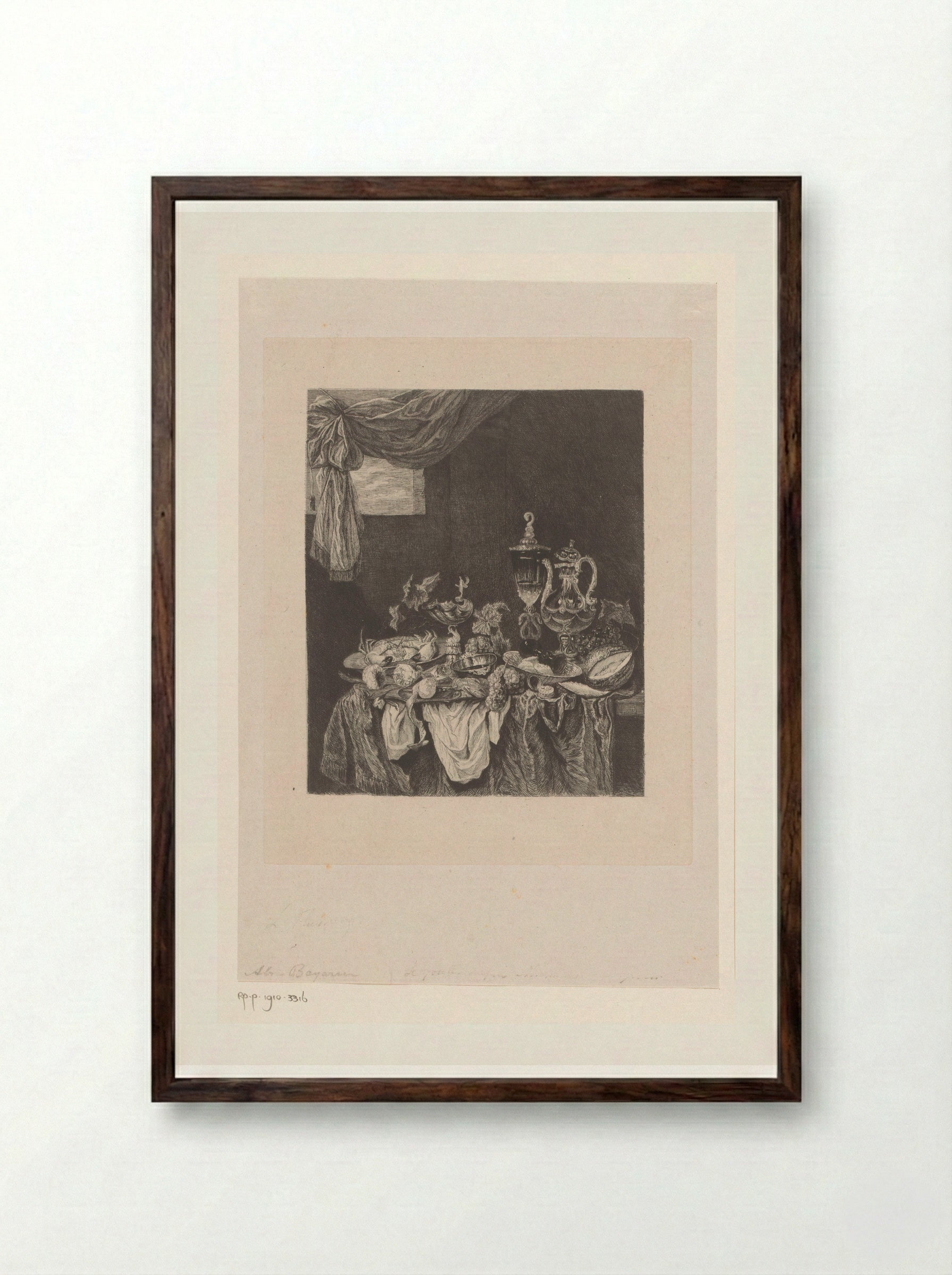 Stilleven - Léopold Flameng - Framed Print Dark Wood