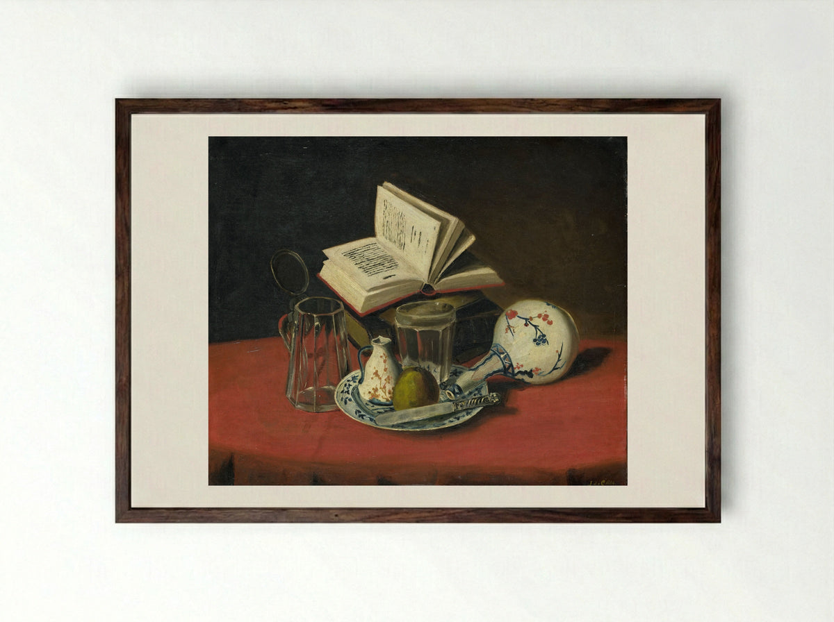 Stilleven - J. de Clercq - Framed Print Dark Wood