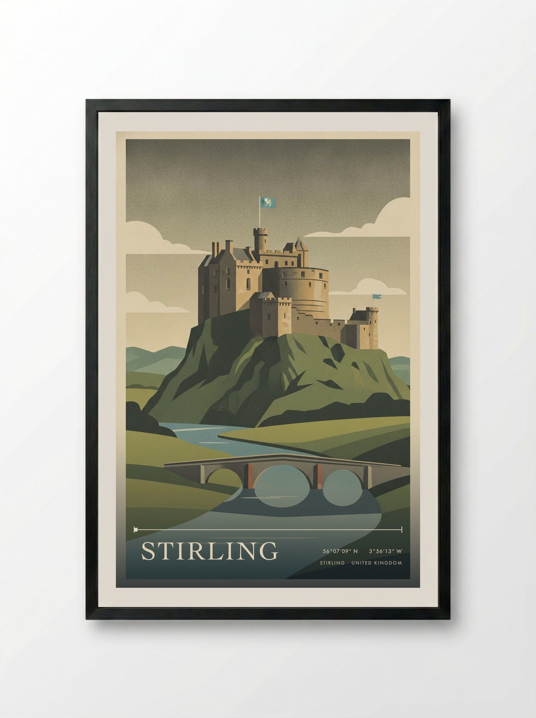 Stirling United Kingdom Travel Poster - Framed Print Black