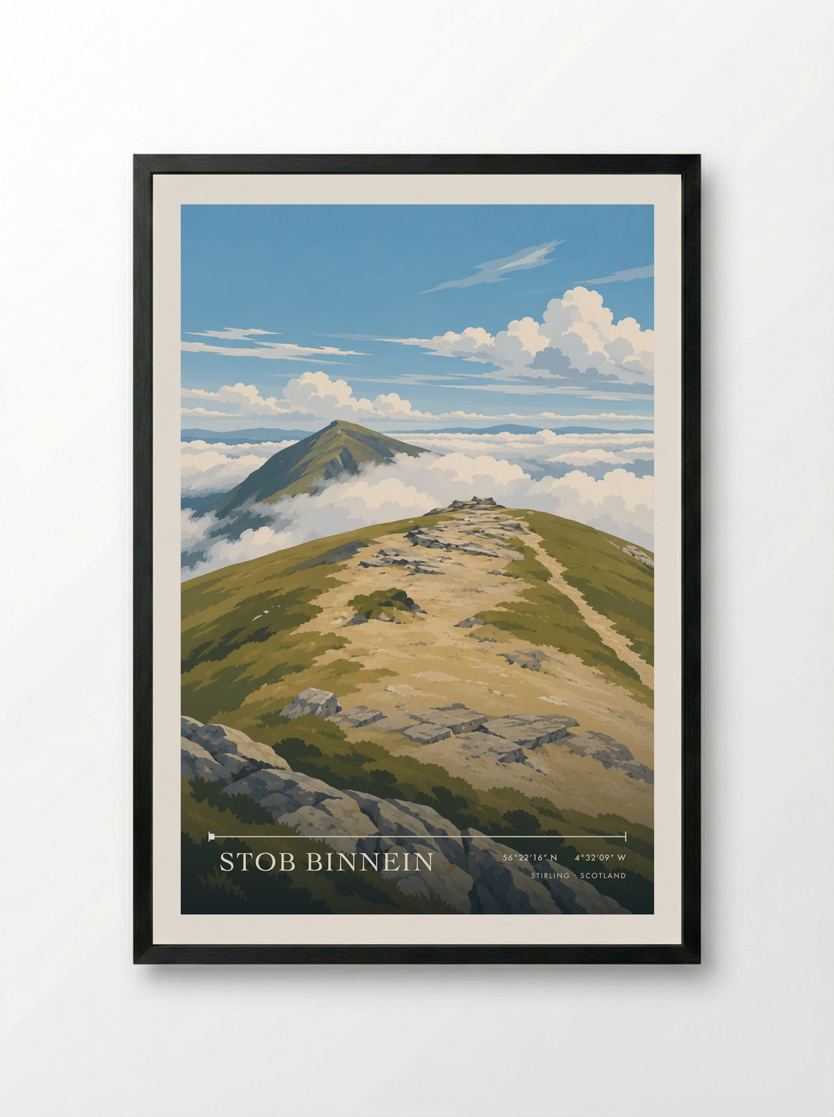 Stob Binnein, Stirling | Travel Poster - Framed Print Black