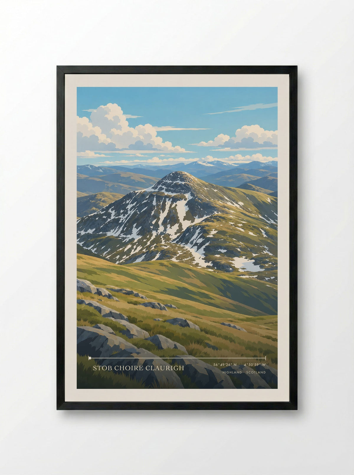 Stob Choire Claurigh, Highland | Travel Poster - Framed Print Black