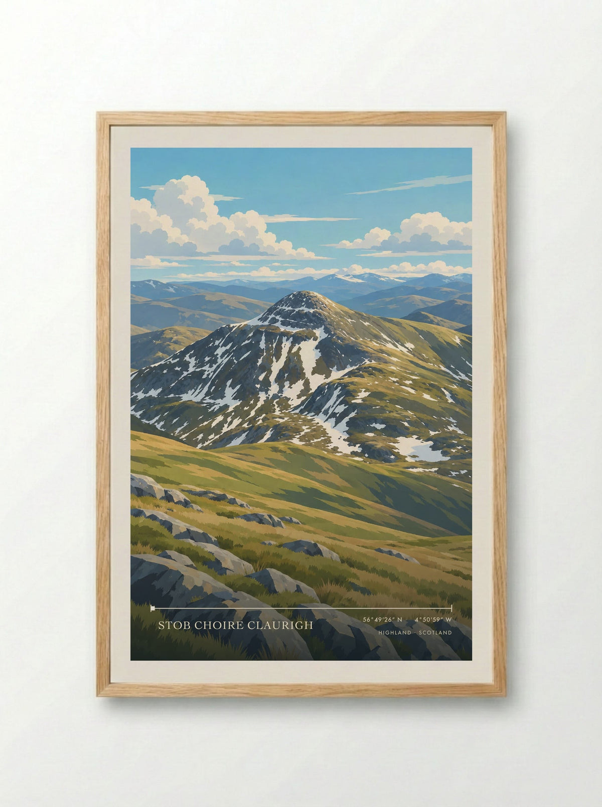 Stob Choire Claurigh, Highland | Travel Poster - Framed Print Wood