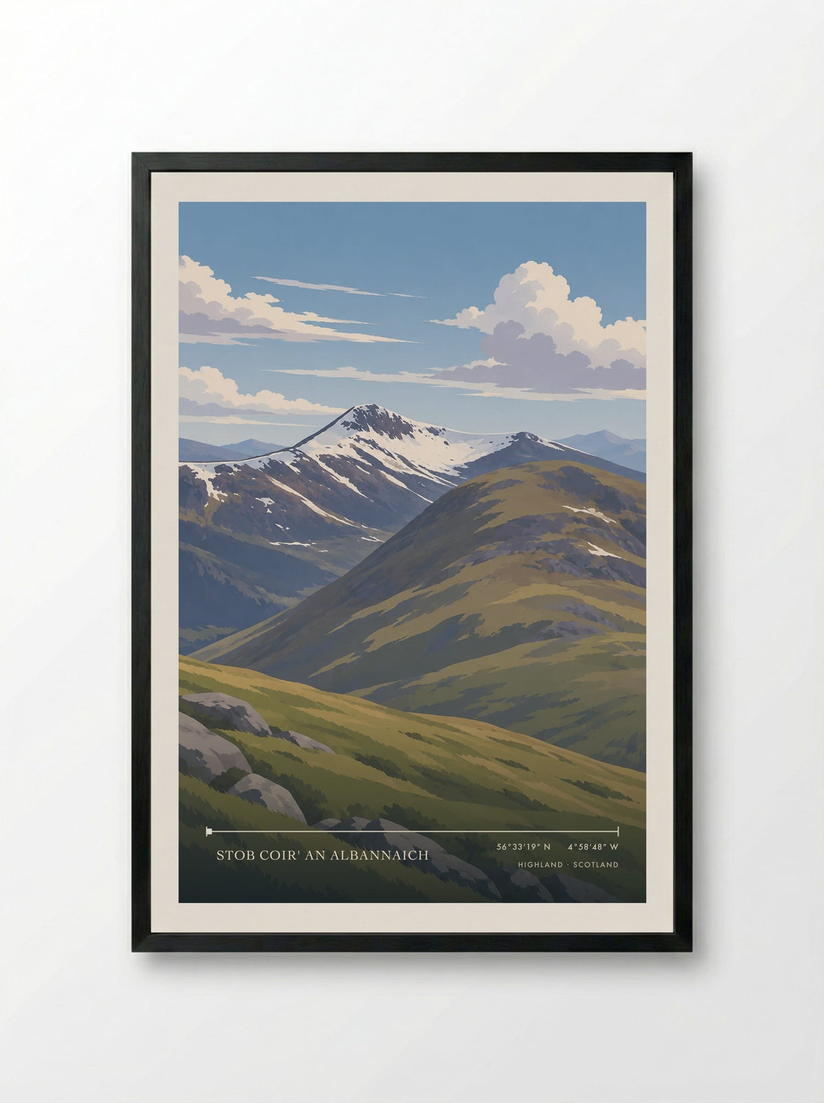 Stob Coir' an Albannaich, Highland | Travel Poster - Framed Print Black
