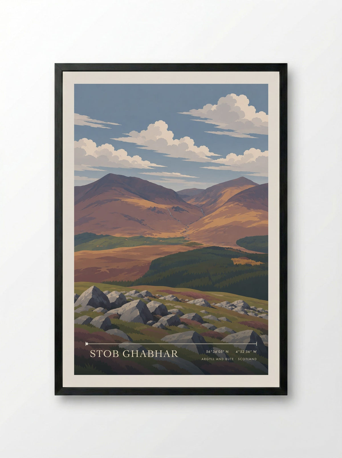 Stob Ghabhar, Argyll and Bute | Travel Poster - Framed Print Black
