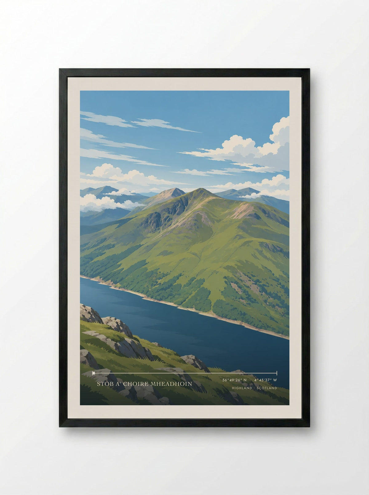 Stob a' Choire Mheadhoin, Highland | Travel Poster - Framed Print Black