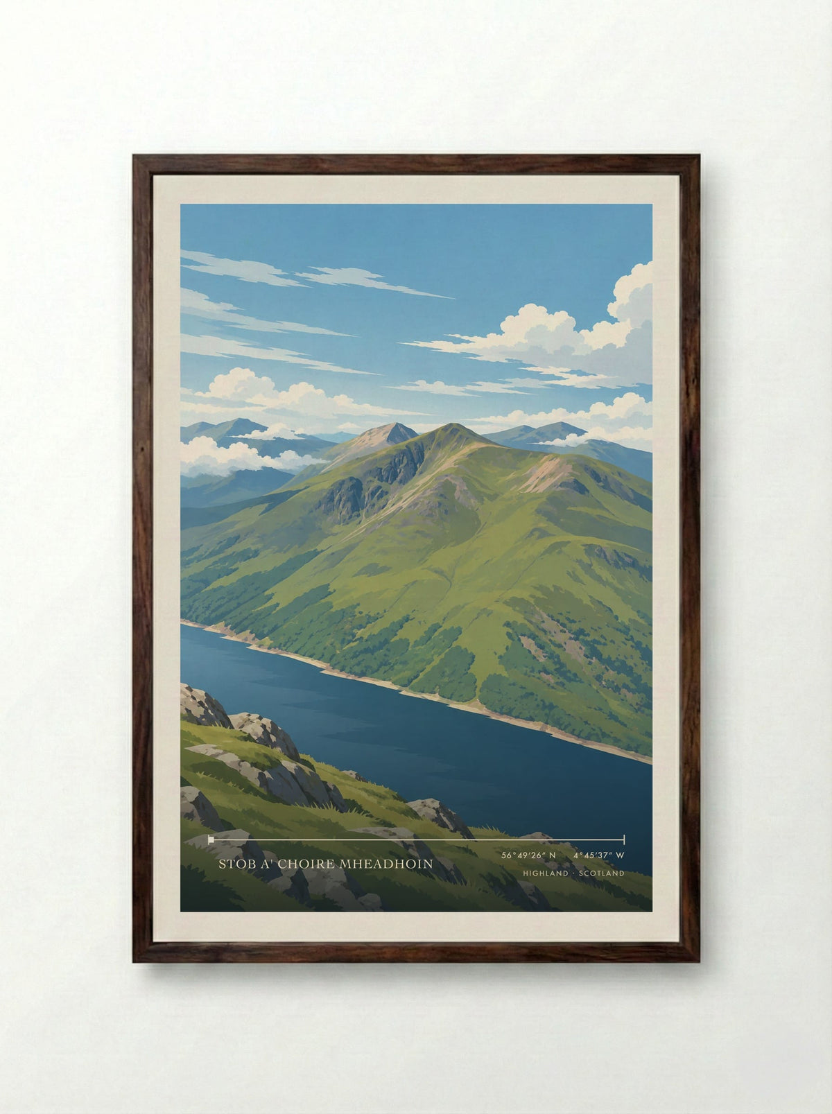 Stob a' Choire Mheadhoin, Highland | Travel Poster - Framed Print Dark Wood