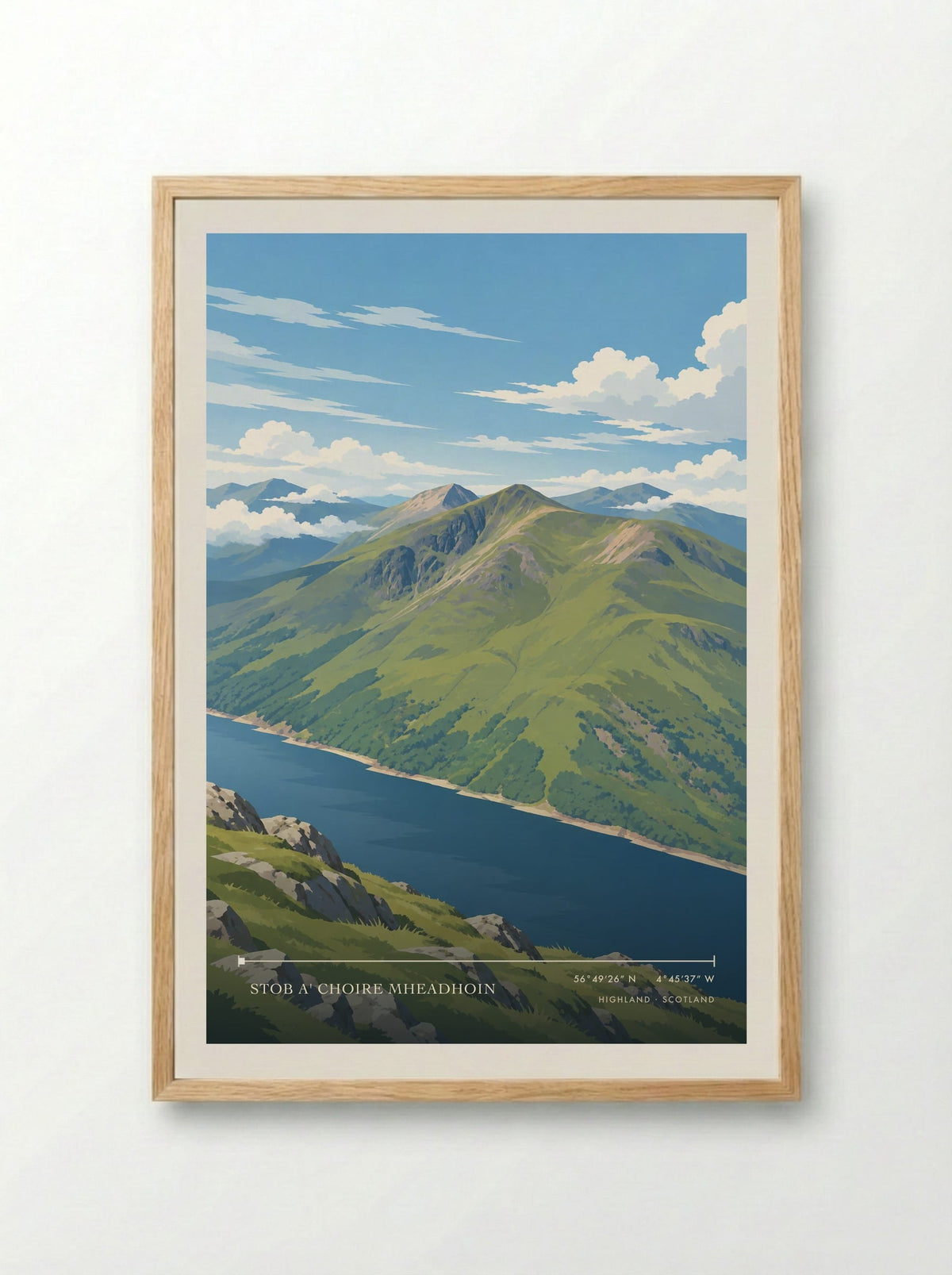 Stob a' Choire Mheadhoin, Highland | Travel Poster - Framed Print Wood