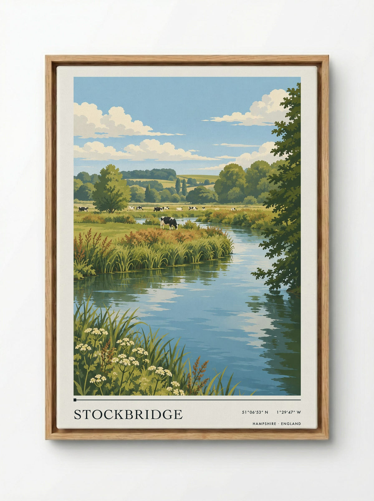 Stockbridge, Hampshire | Travel Poster - Framed Canvas Wood