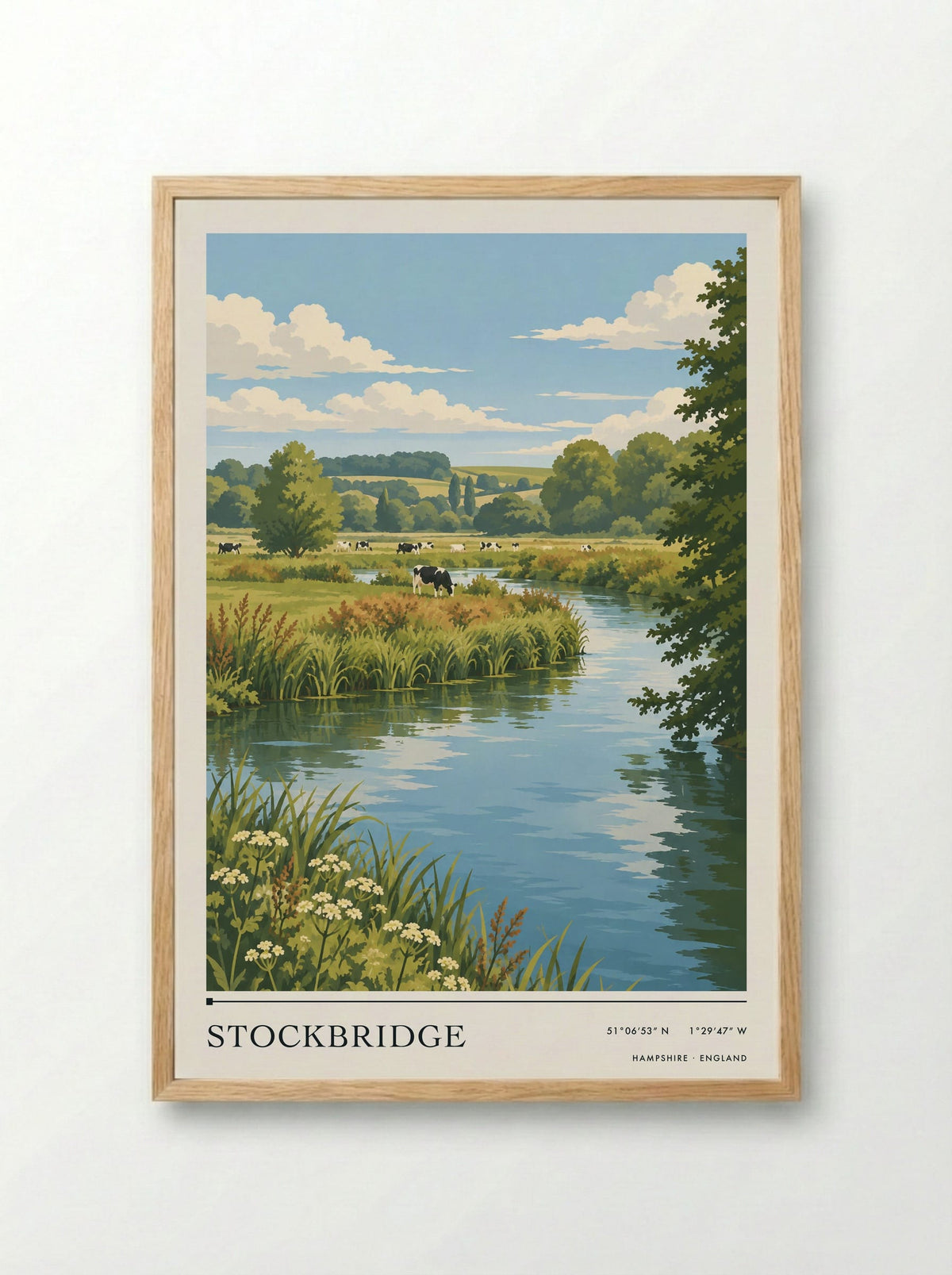 Stockbridge, Hampshire | Travel Poster - Framed Print Wood