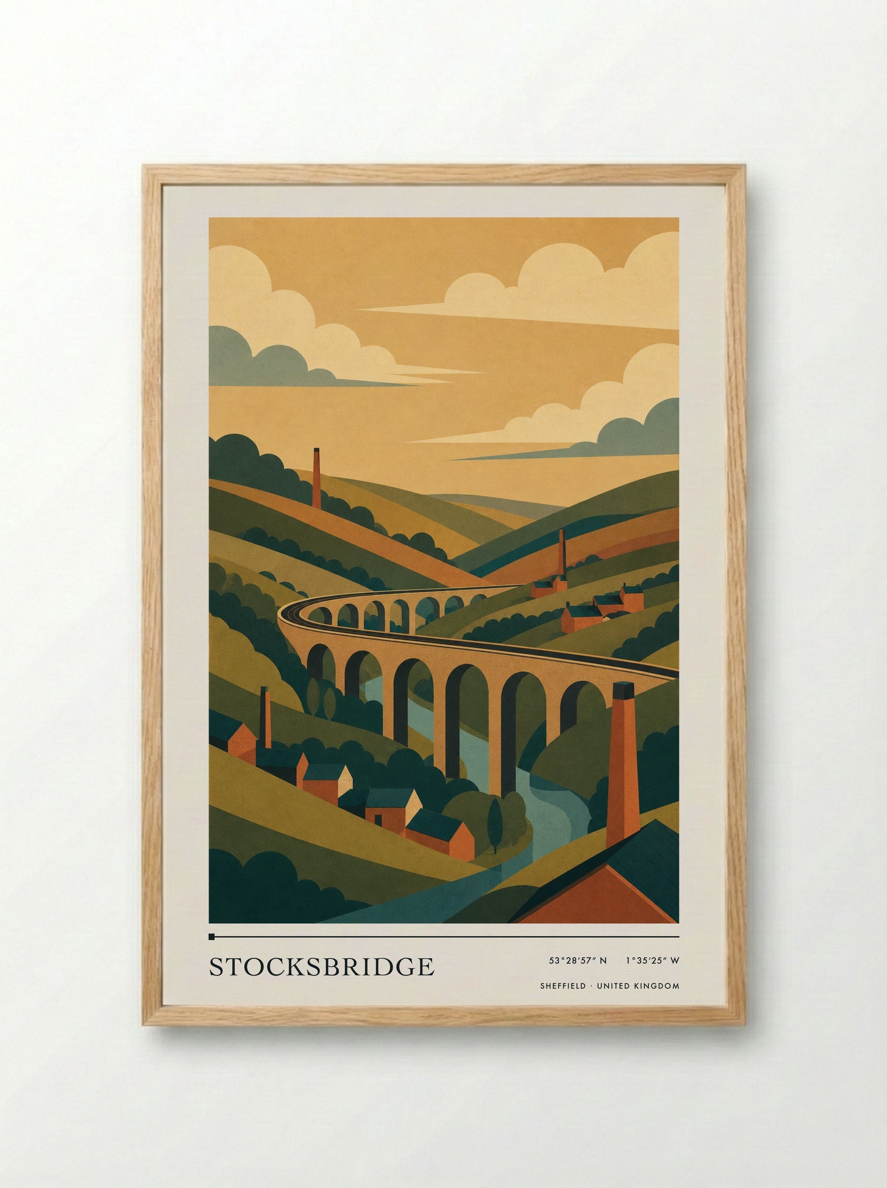 Stocksbridge Sheffield United Kingdom Travel Poster - Framed Print Wood