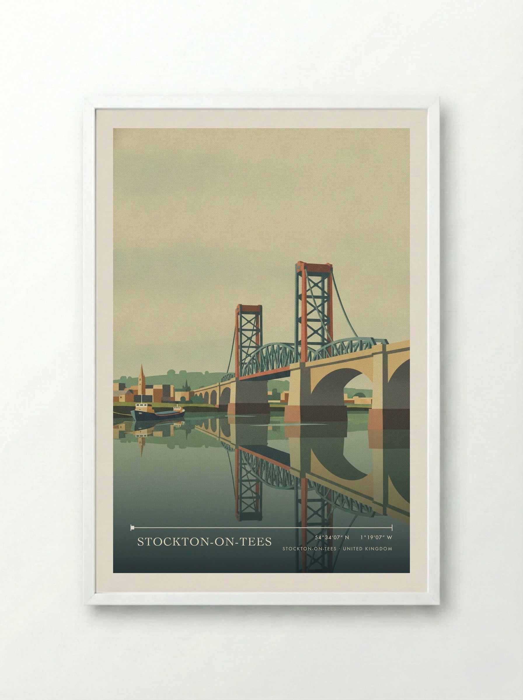 Stockton-on-Tees United Kingdom Travel Poster - Framed Print White
