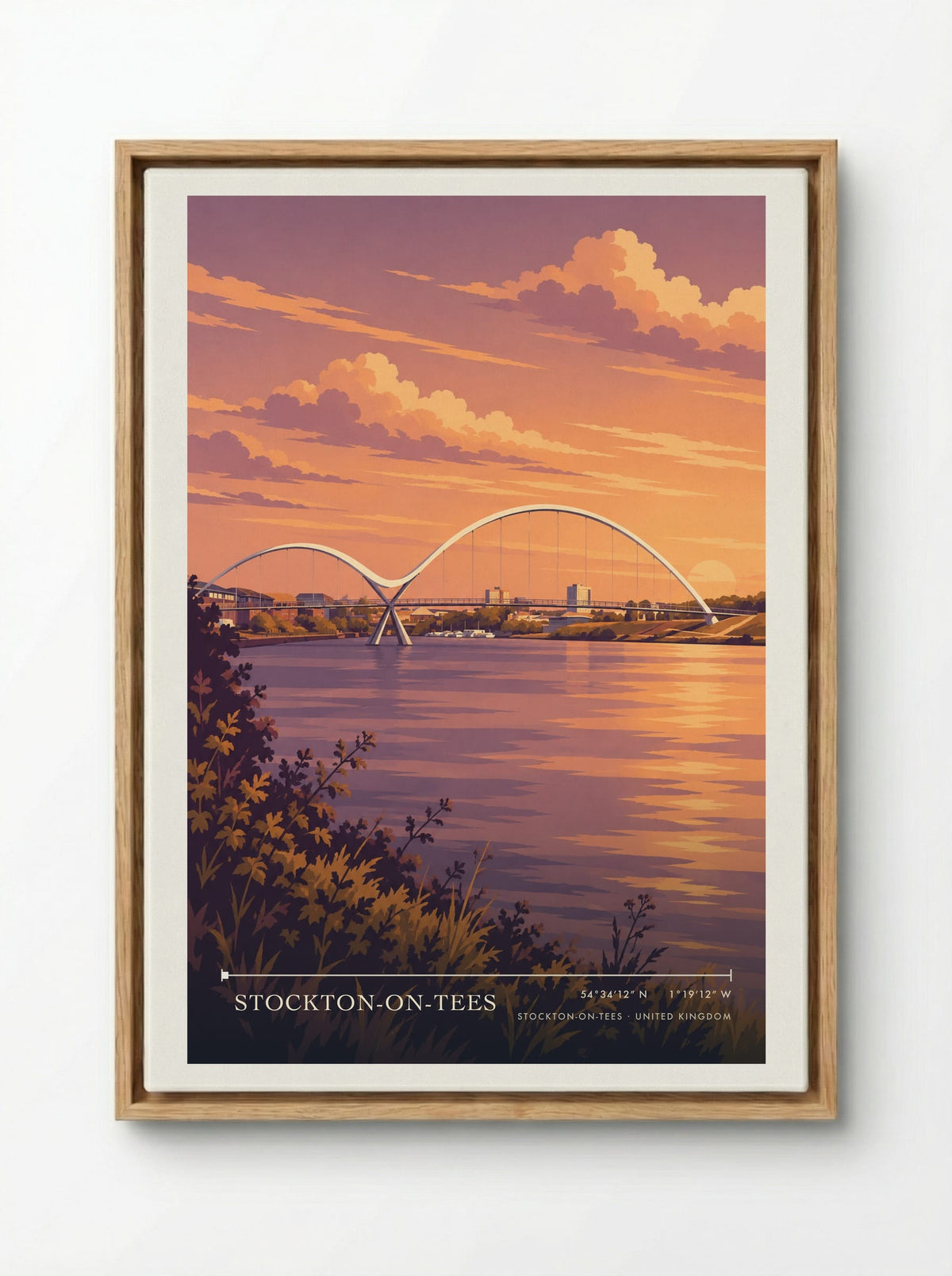 Stockton-on-Tees | Travel Poster - Framed Canvas Wood