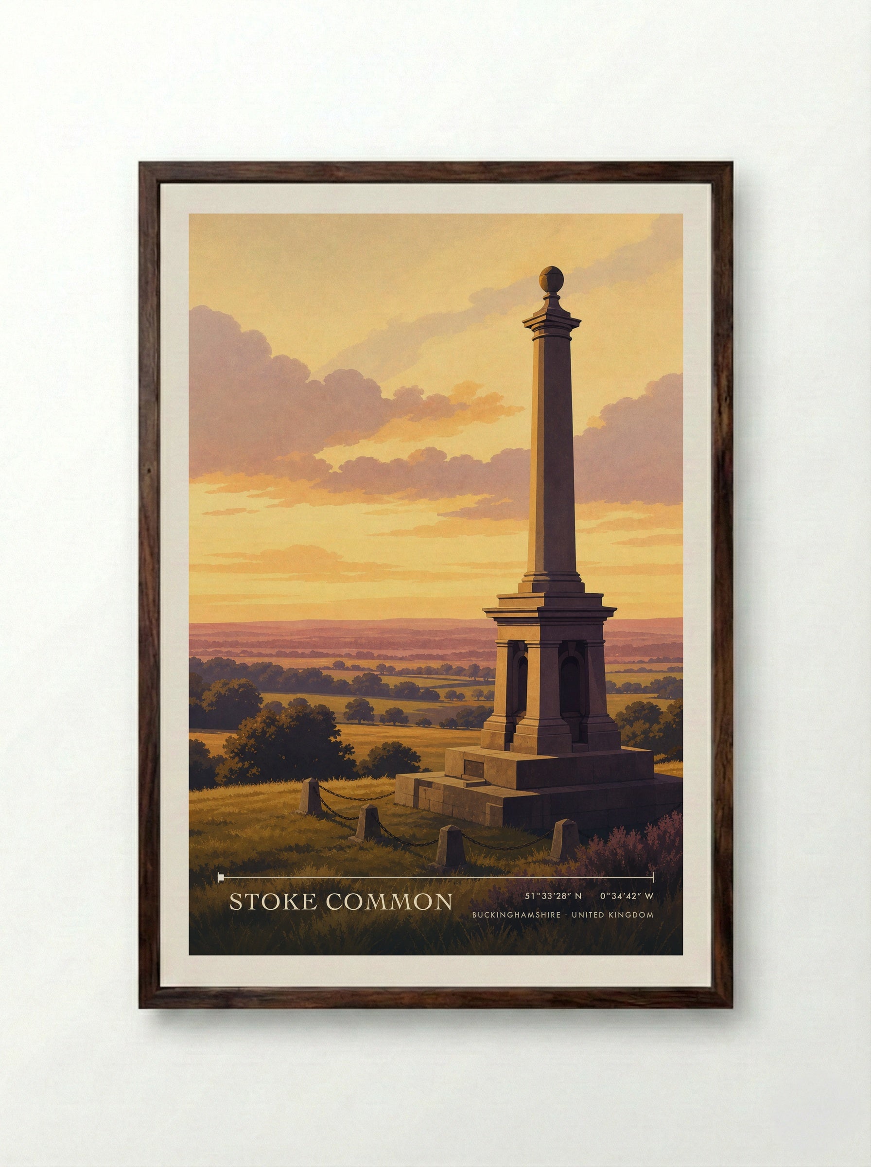 Stoke Common Buckinghamshire United Kingdom Travel Poster - Framed Print Dark Wood