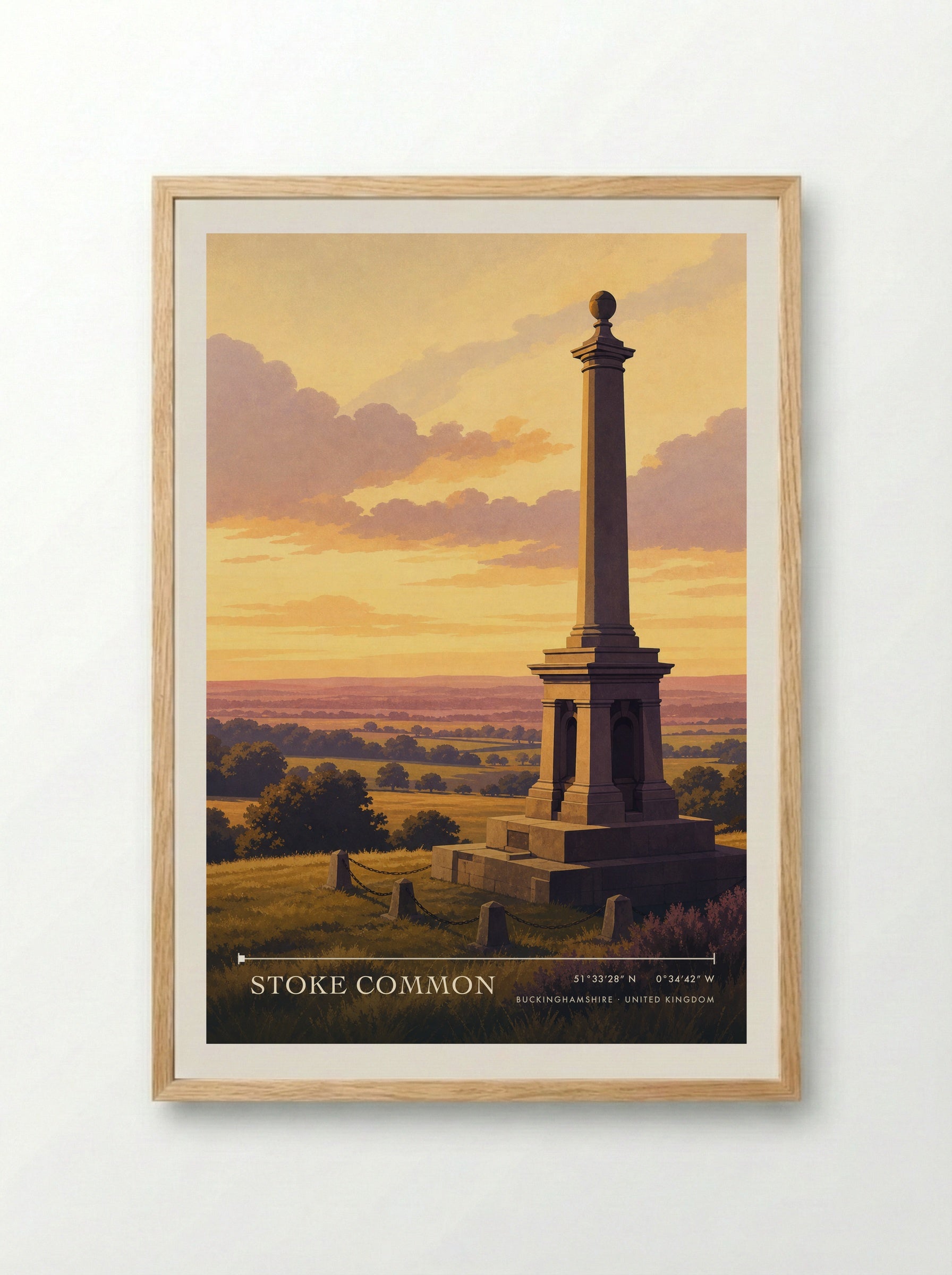 Stoke Common Buckinghamshire United Kingdom Travel Poster - Framed Print Wood