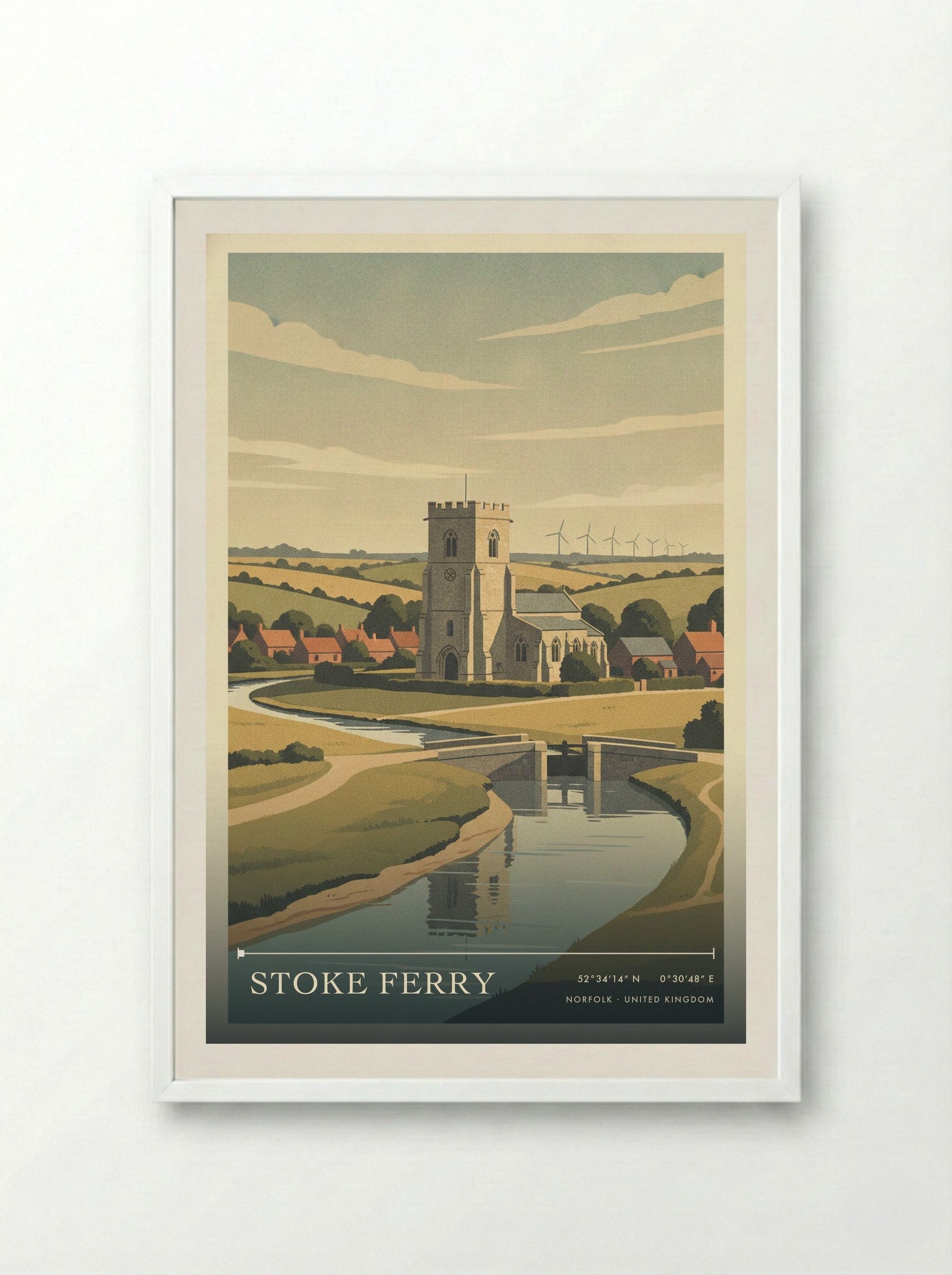 Stoke Ferry Norfolk United Kingdom Travel Poster - Framed Print White