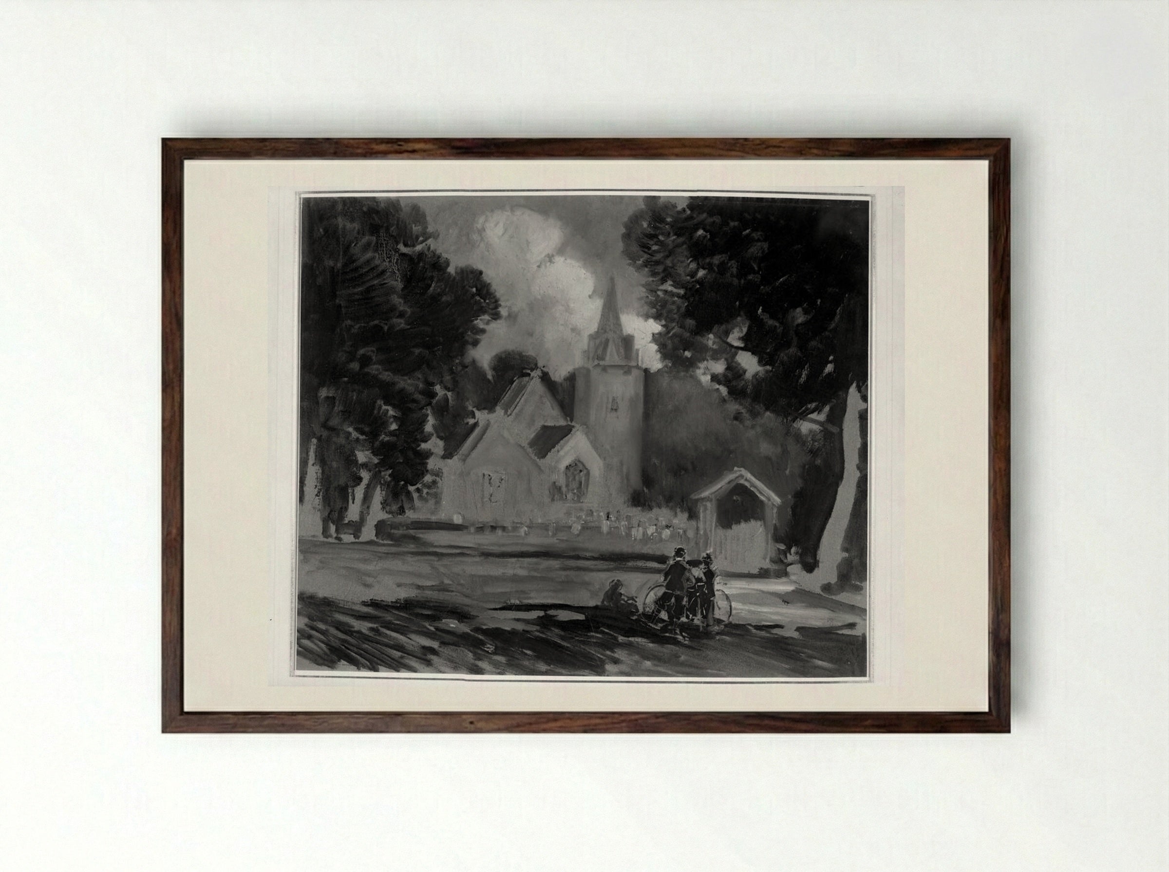 Stoke Pogis Church - Joseph Pennell - Framed Print Dark Wood
