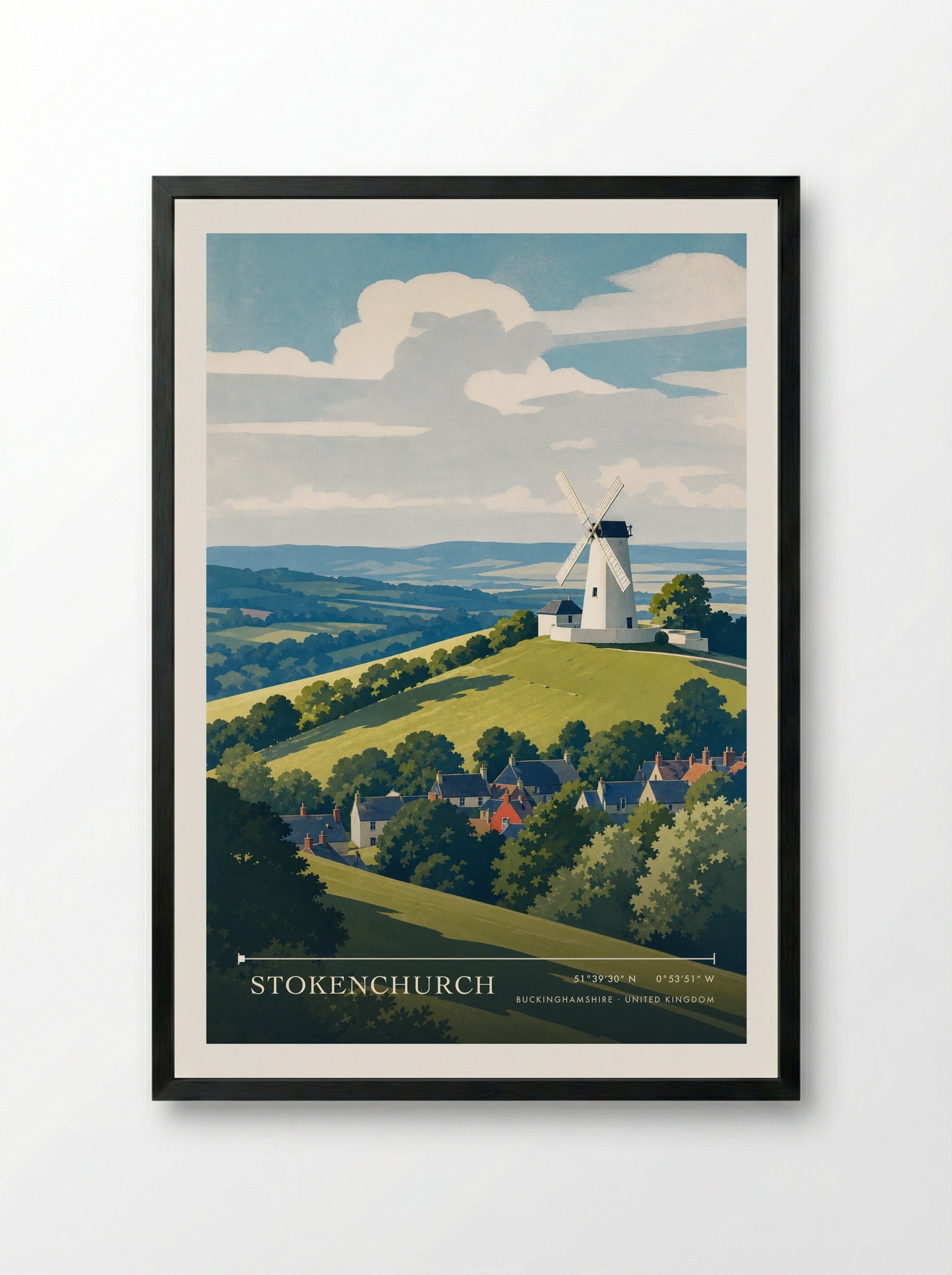 Stokenchurch Buckinghamshire United Kingdom Travel Poster - Framed Print Black