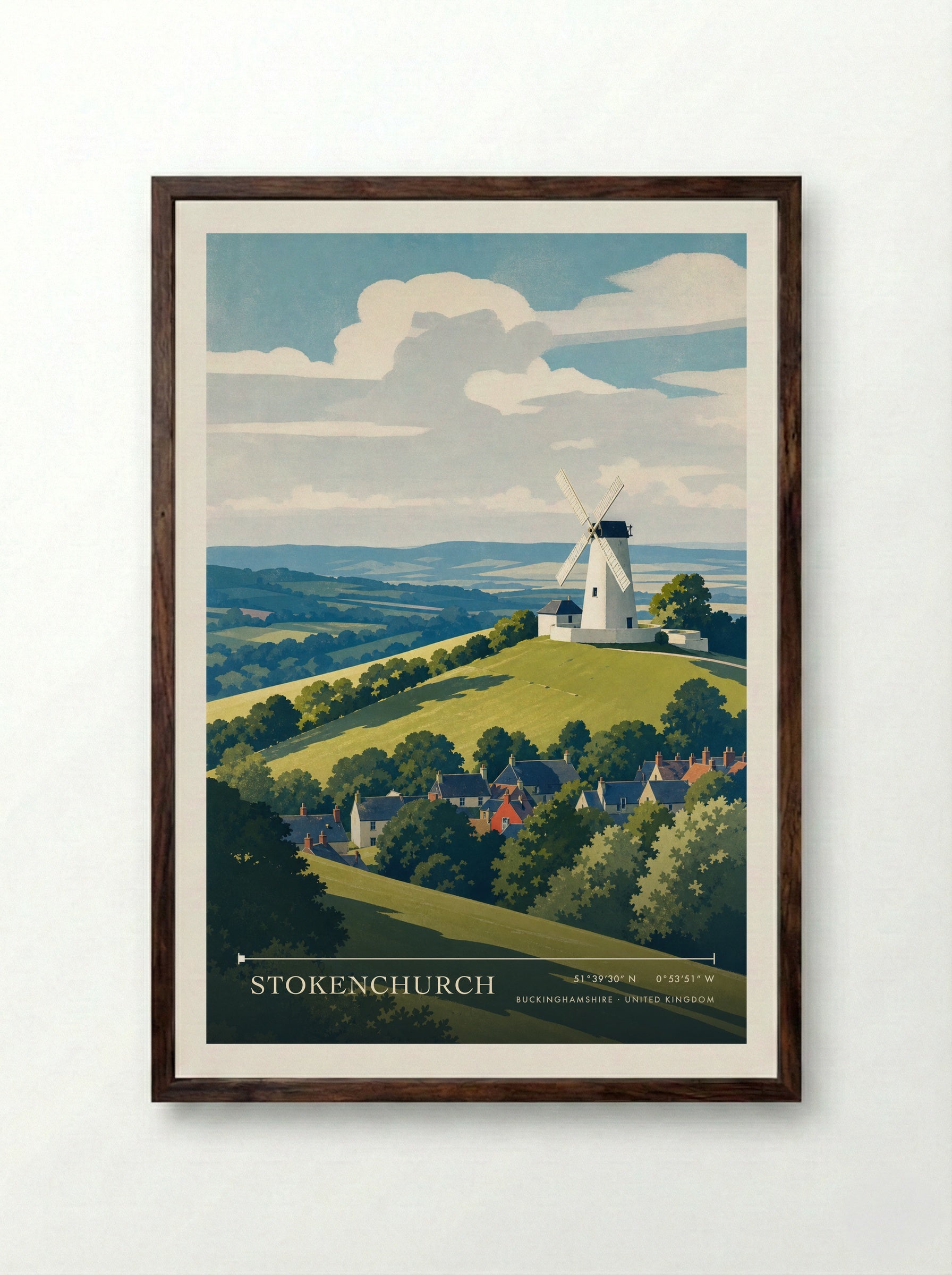 Stokenchurch Buckinghamshire United Kingdom Travel Poster - Framed Print Dark Wood
