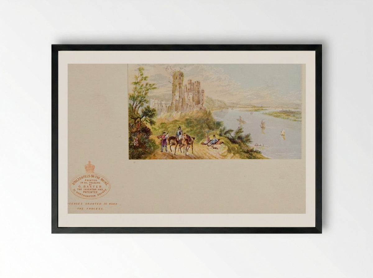 Stolzenfels on the Rhine - George Baxter - Framed Print Black