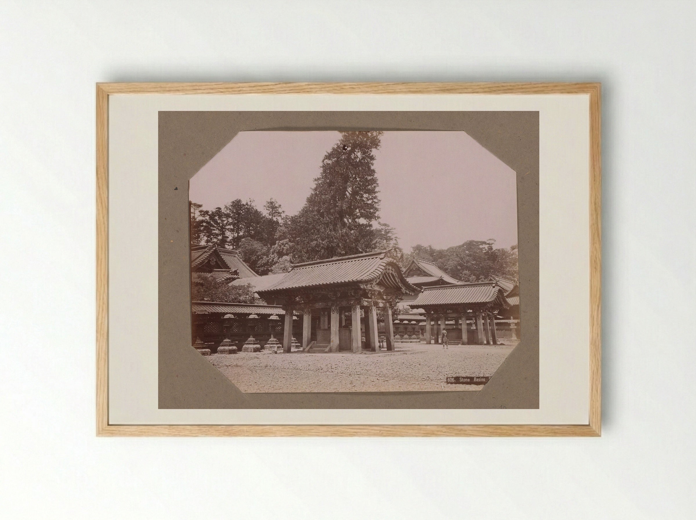 Stone Basins at the Taitoku-in Mausoleum - Kusakabe Kimbei - Framed Print Wood
