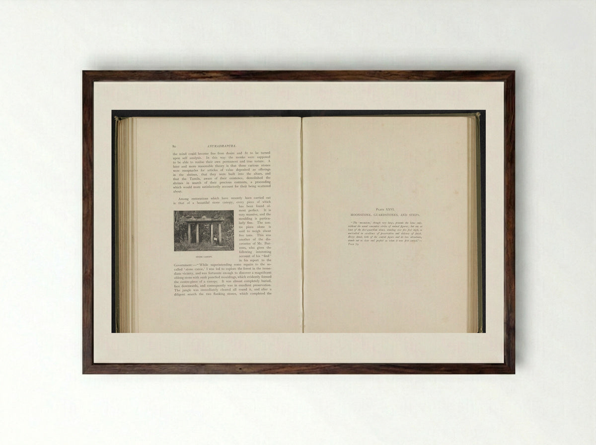 Stone Canopy at Anuradhapura - Henry William Cave - Framed Print Dark Wood
