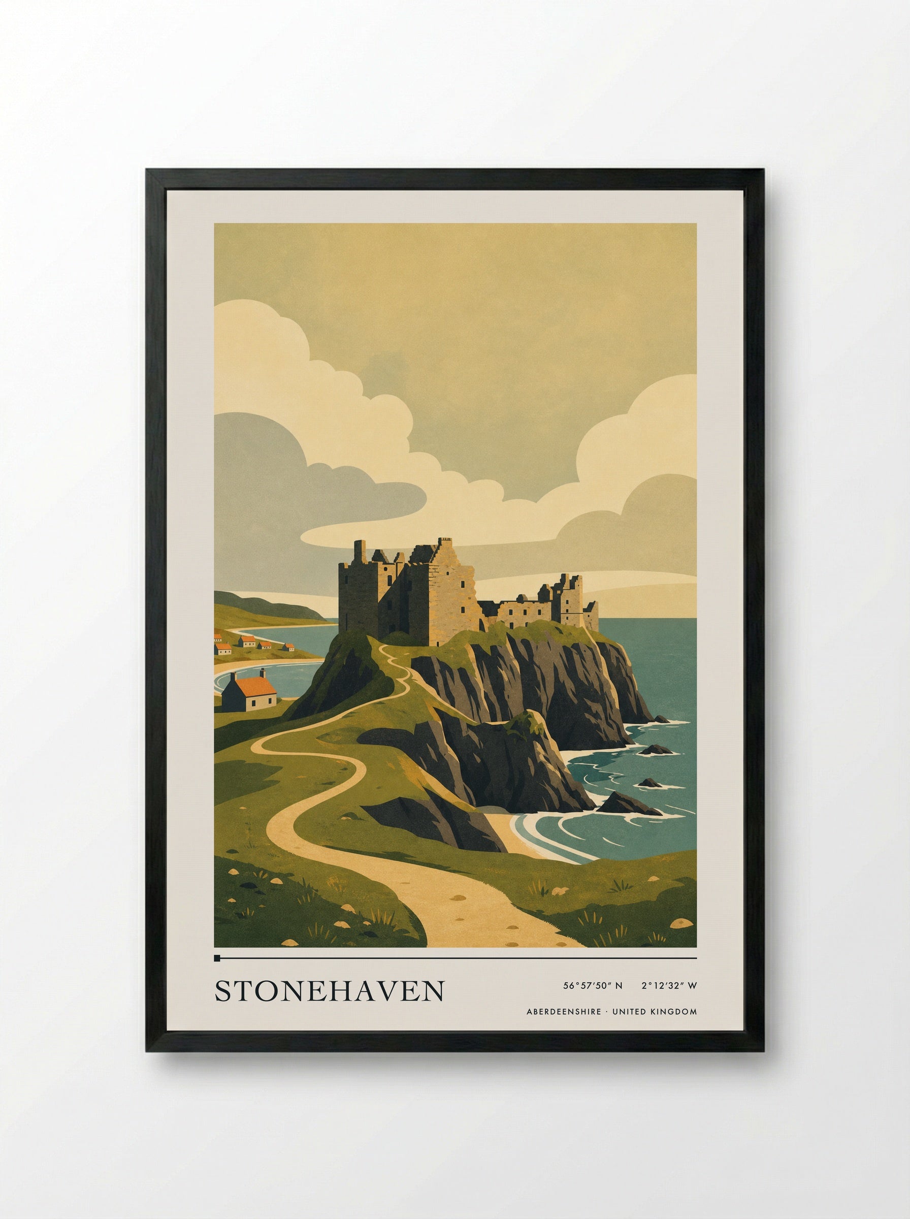 Stonehaven Aberdeenshire United Kingdom Travel Poster - Framed Print Black