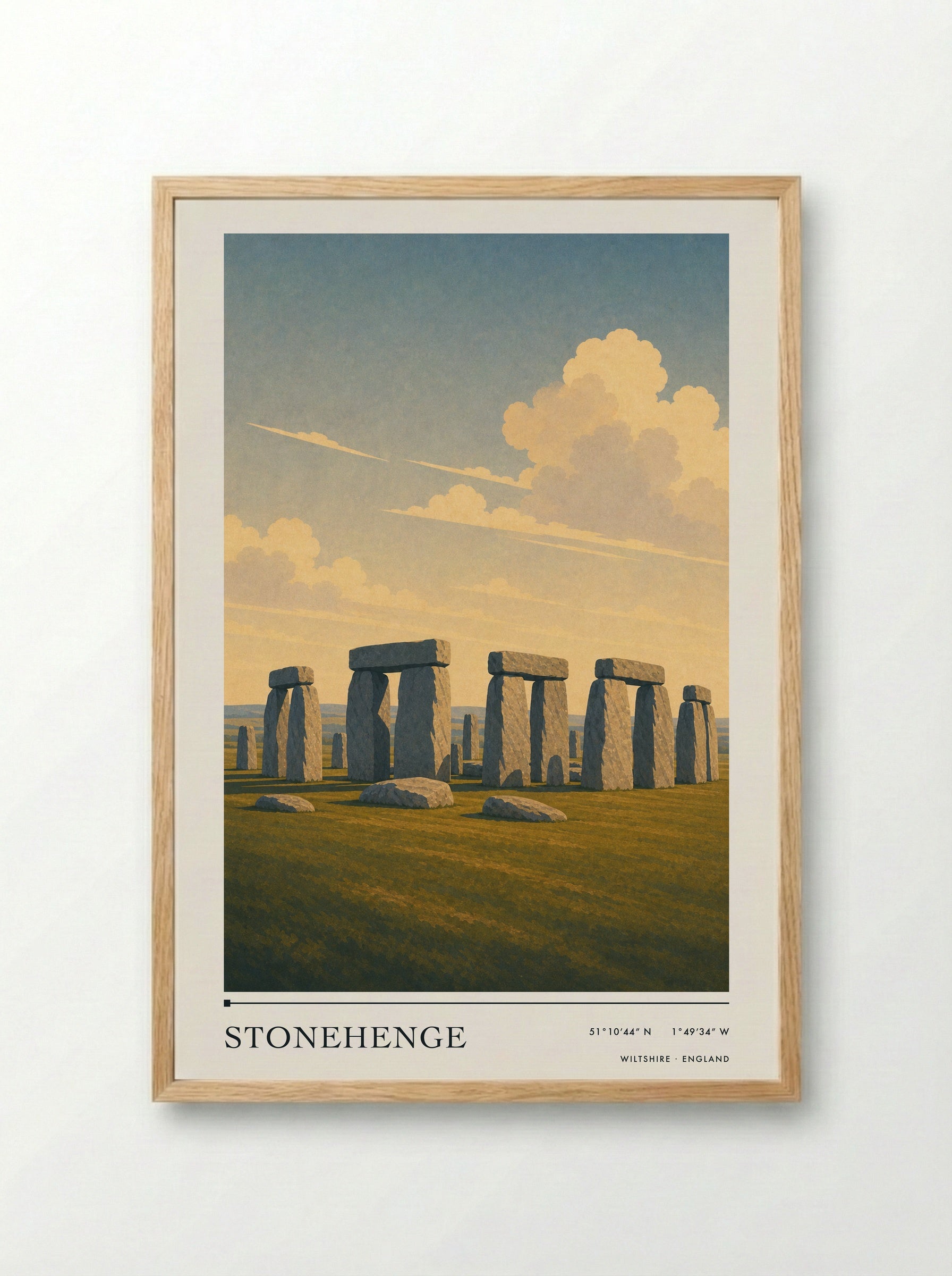 Stonehenge Wiltshire England Travel Poster - Framed Print Wood
