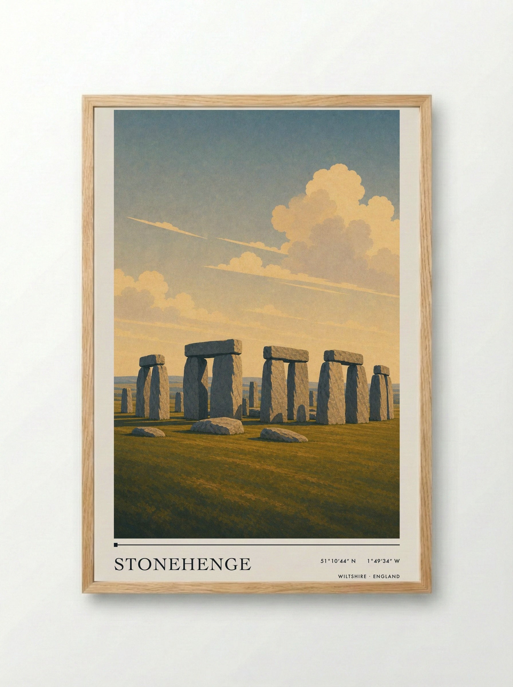 Stonehenge Wiltshire England Travel Poster - Framed Print Wood