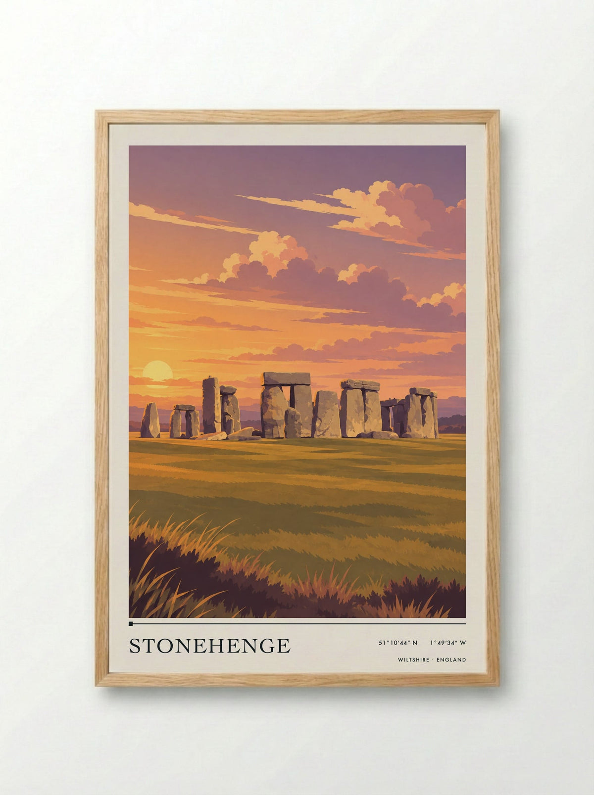 Stonehenge, Wiltshire | Travel Poster - Framed Print Wood